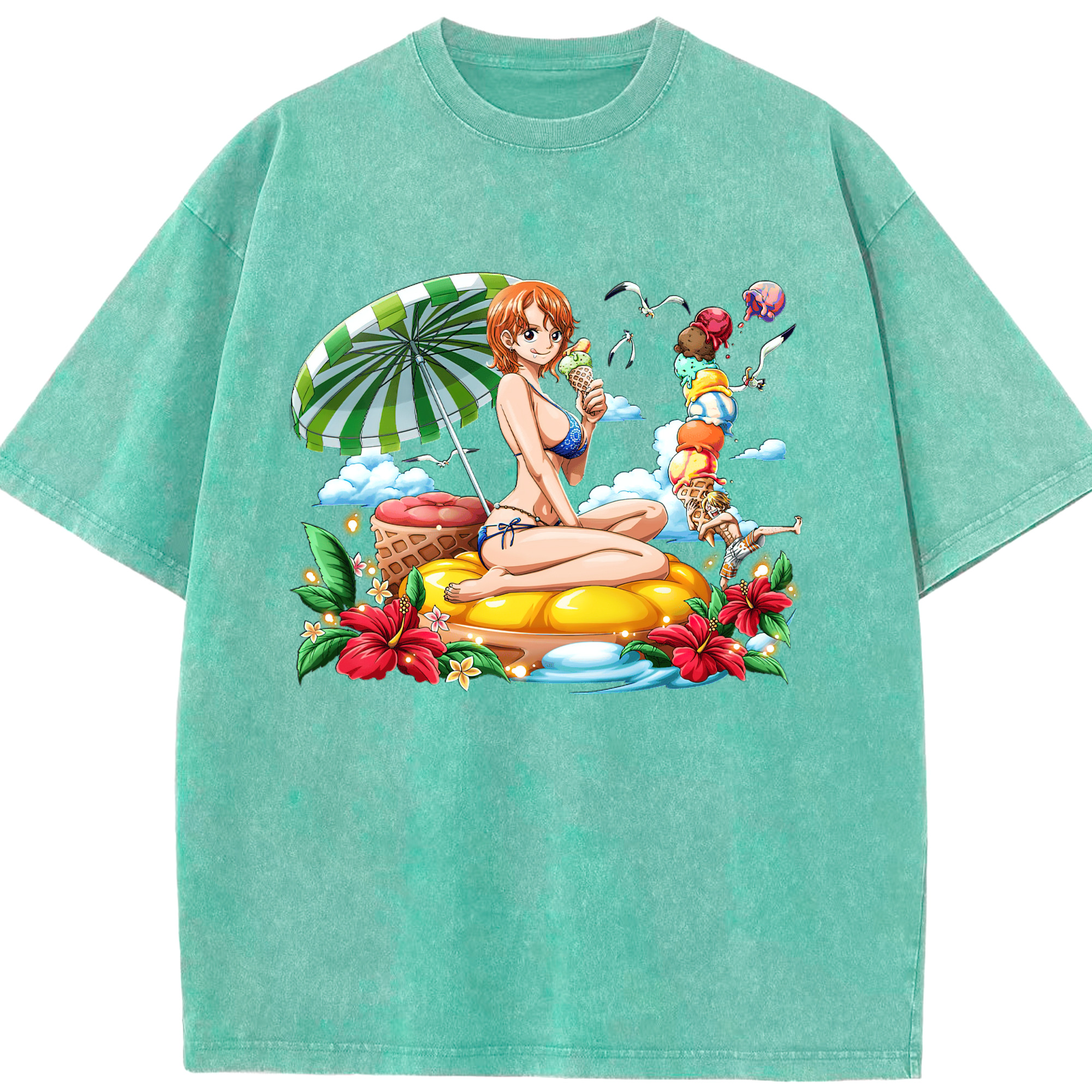 ワンピース ナミ ONE PIECE Nami 綿100% ヴィンテージ風 半袖Tシャツ（フロントプリント）